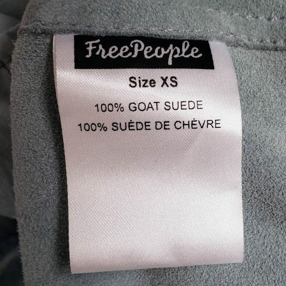 Free People Leather Goat Suede Leather Blue Pinafore Apron Mini Dress Size XS - Picture 5 of 7